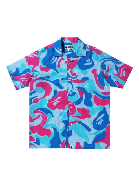 BAPE Marble Camo Open Collar Short-Sleeve Shirt 'Blue'