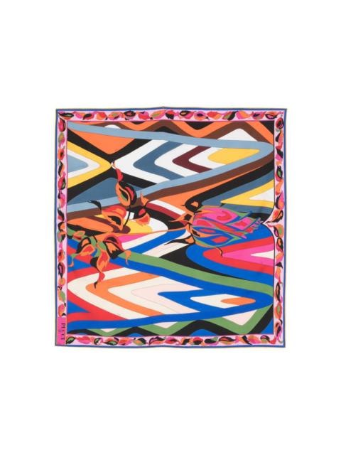 abstract print silk scarf