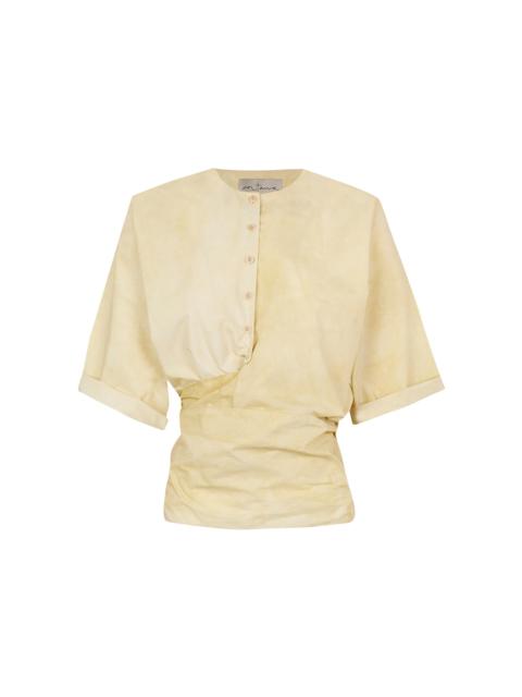 cortana Yoko Gathered Wrap Cotton Top yellow