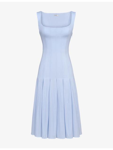 House of CB Soretta Square-Neck Stretch-Cotton Midi Dress