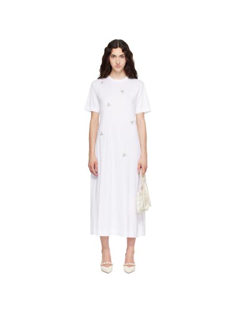 Simone Rocha White Easy Embellished T-shirt Midi Dress