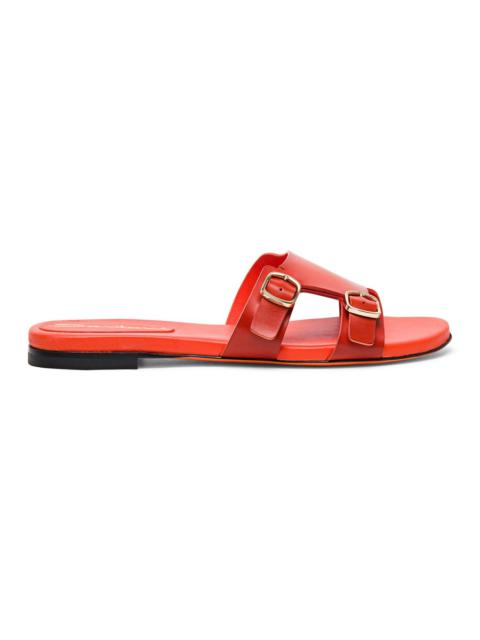 Leather double-buckle sandals