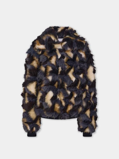 rabanne BOMBER JACKET IN GREY TRICOLOR SHEARLING