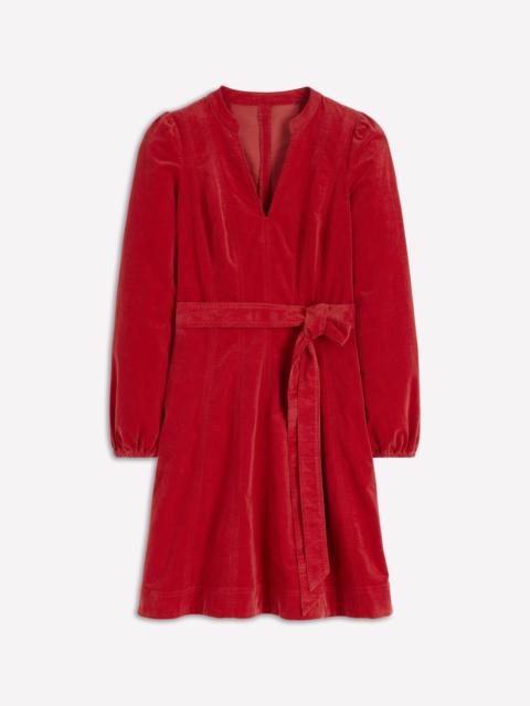 BODEN Ros Panelled Cord Short Dress-Crimson Red