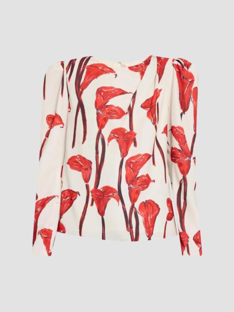 CAROLINA HERRERA Women's Floral Draped Blouse - Ceramic Multi
