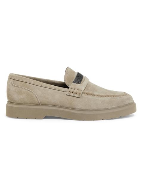 Brunello Cucinelli Women's Suede Penny Loafers - Beige