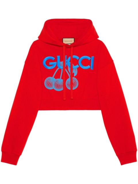 GUCCI logo-embroidered cotton hoodie