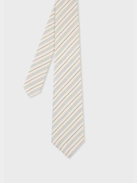 Paul Smith Ecru and Blue 'Shirting Stripe' Tie