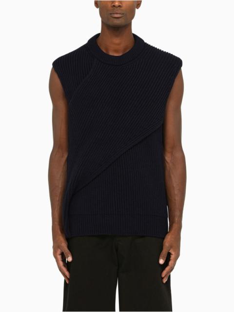 Navy wool asymmetrical jumper