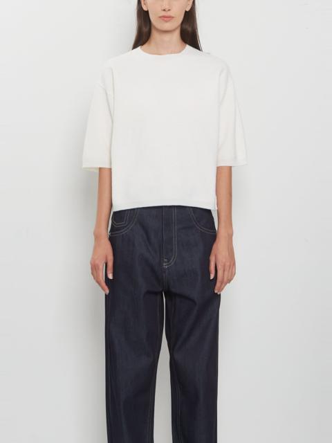 SOFIE D'HOORE Melody 1-Ply Superfine Wool Short Sleeve Sweater — Wool White