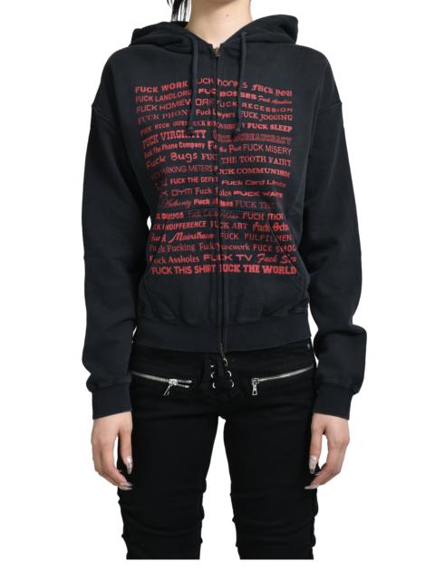VETEMENTS FUCK FITTED ZIP-UP HOODIE / BLK