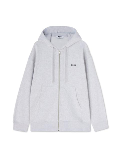 Cotton sweatshirt with hood and micro logo