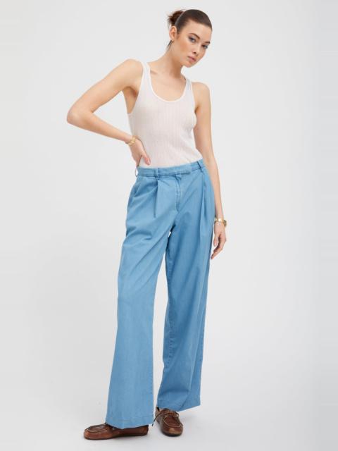 SPRWMN DANIELLE CHAMBRAY PLEATED TROUSERS
