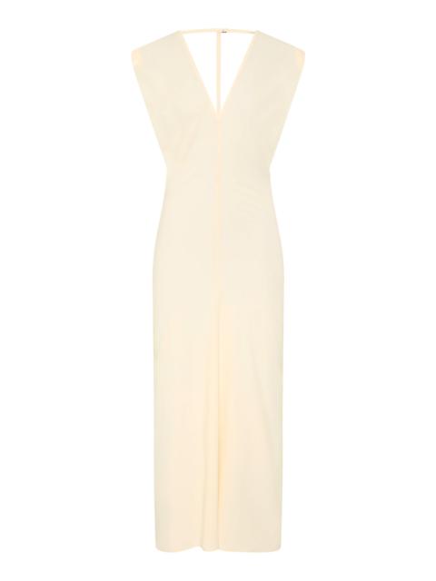 Draped Crepe Maxi Dress off-white