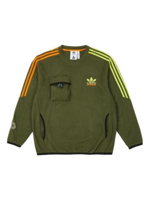 adidas originals x PALACE Crossover Stripe Logo Round Neck Pullover Long Sleeves Green HM9193