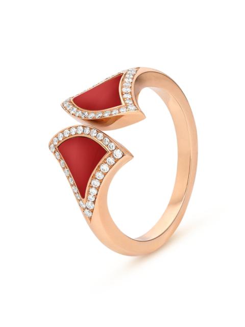 BVLGARI Women's Divas' Dream 18K Rose Gold, Carnelian & 0.17 TCW Diamond Ring - Pink Gold