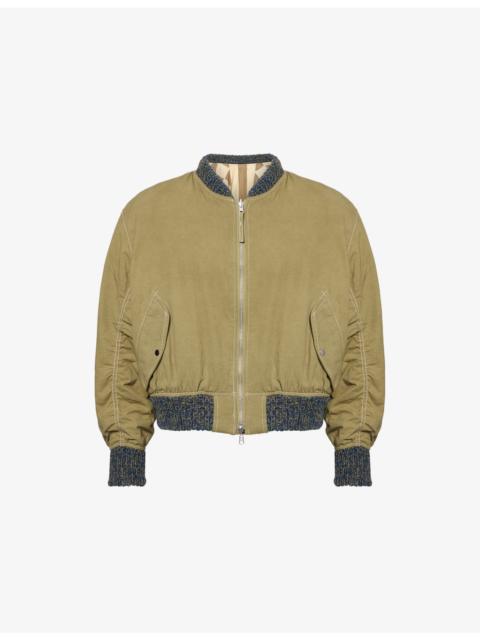 Story mfg. Seed Knitted-Trims Cotton Bomber Jacket