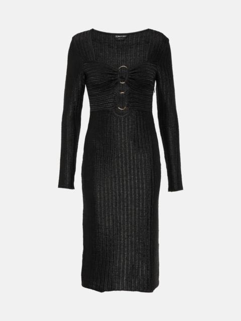Metallic cotton and wool midi dress