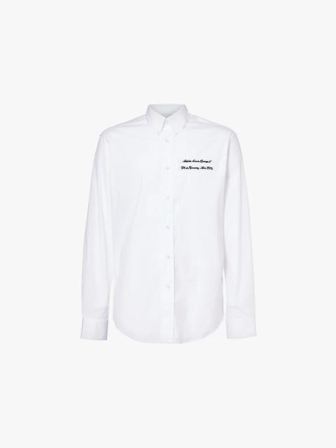 Text-embroidery custom-fit cotton-poplin shirt