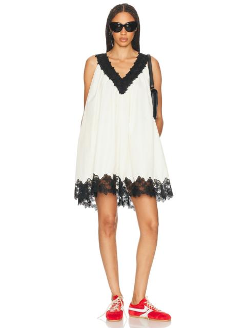 HELSA Mini Dress With Lace in Tech Poplin