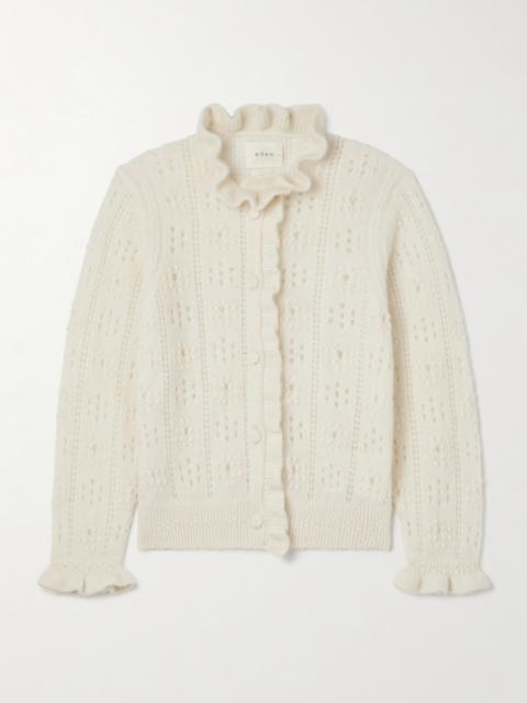 DÔEN Claudie Ruffled Pointelle-knit Alpaca-blend Cardigan