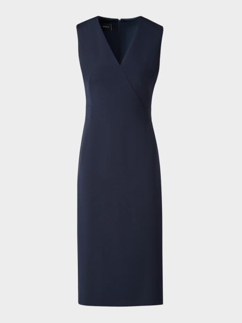 AKRIS V-Neck Sleeveless Silk Slit Dress