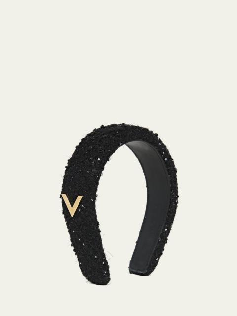 Valentino Tweed V Logo Headband