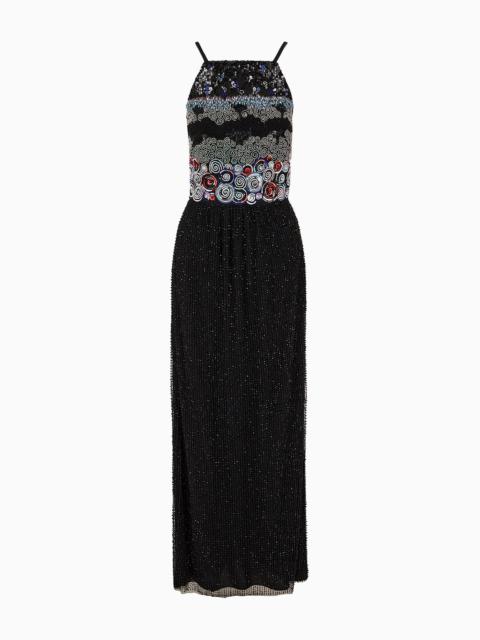 GIORGIO ARMANI Long dress with multicoloured embroidery