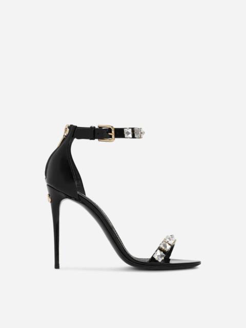 Dolce & Gabbana Polished calfskin sandals with rhinestones