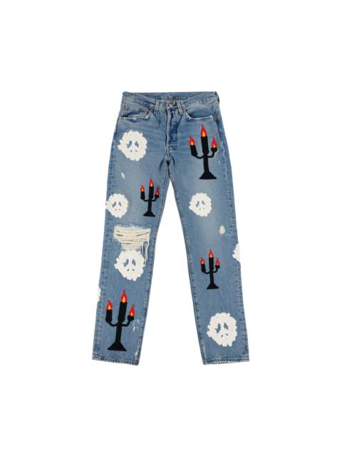 Levi's x Denim Tears x Virgil Abloh "Message In A Tear" Embroidered Jeans 'Blue'