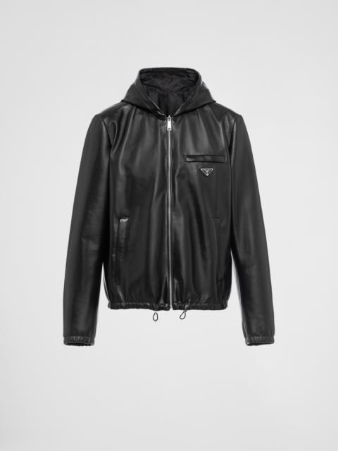 Reversible nappa and nylon blouson jacket