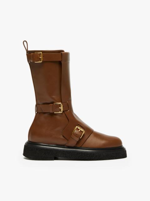 Max Mara Leather biker boots with straps