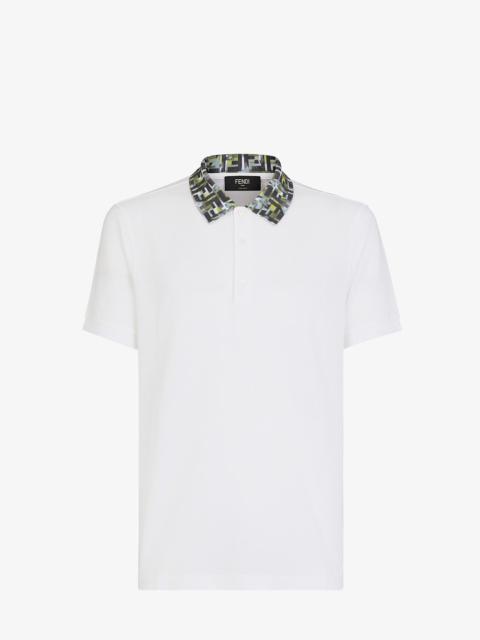 FENDI White cotton polo shirt