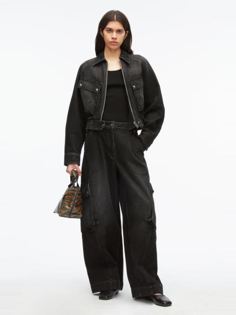3.1 Phillip Lim Dyed Denim Cropped Bomber Jacket