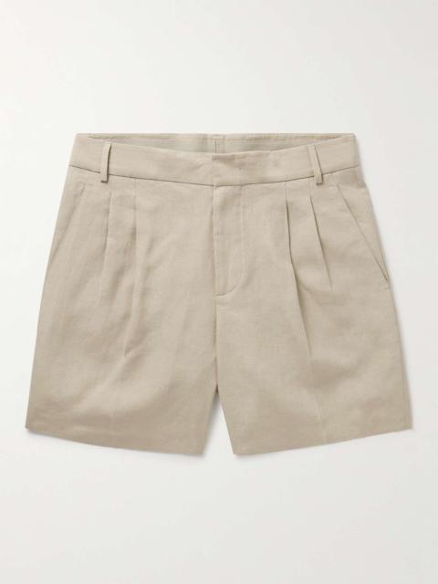 Honiara Straight-Leg Pleated Linen Bermuda Shorts