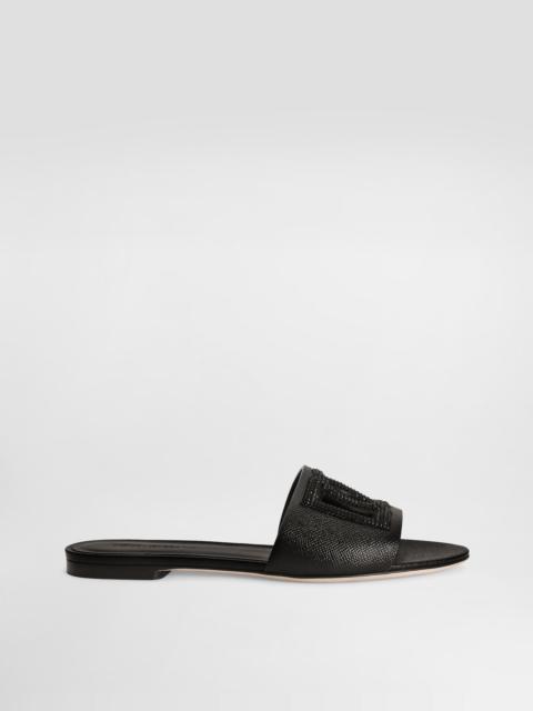Dolce & Gabbana Suede and dauphine calfskin flat slippers