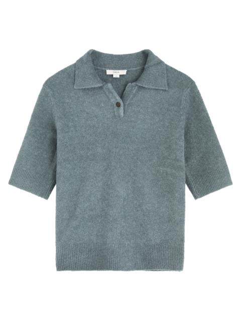 Bouclé silk-blend polo shirt