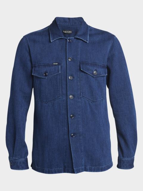 TOM FORD Men's Dark Wash Denim Overshirt