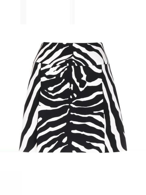 zebra-print A-line mini skirt