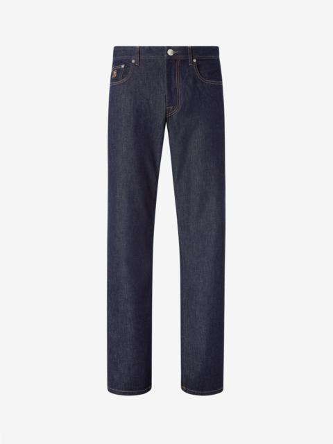 CORNELIANI Navy blue11.5 o.z. stretch cotton and cashmere jeans