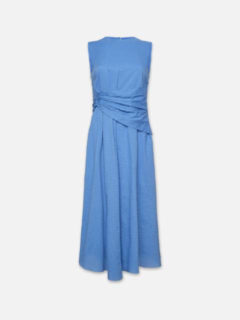 FRAME Ruched Sleeveless Midi Dress in Coastal Blue
