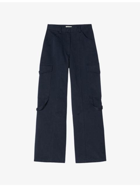 Sandro Pocket-embellished straight-leg cotton cargo trousers