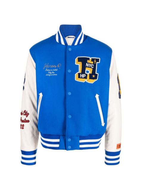 Heron Preston patches varsity jacket
