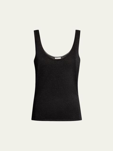 SAINT LAURENT Metallic Knit Sleeveless Tank Top