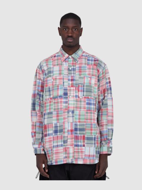 BEAMS PLUS Work patchwork madras shirt