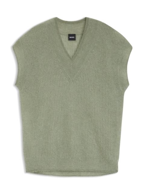 BOSS V-NECK TOP IN A KNIT ALPACA BLEND