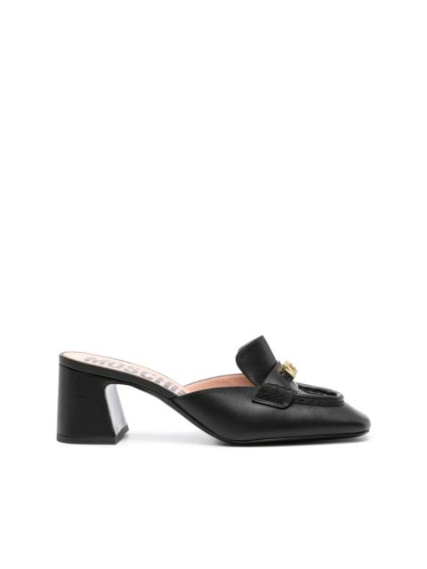Moschino logo-lettering leather loafer mules