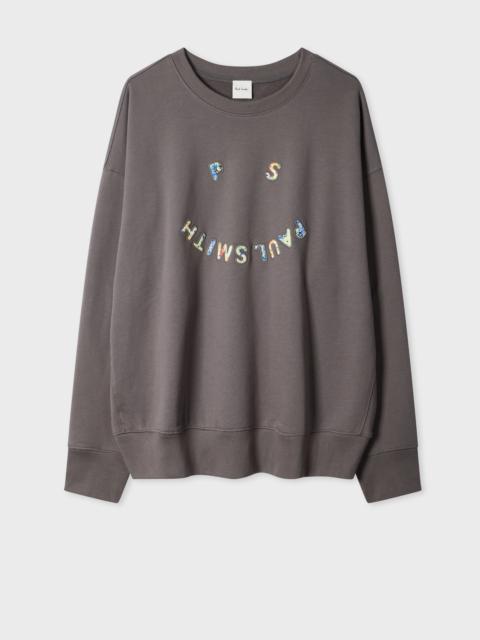 Paul Smith Women's Grey 'Happy' Appliqué Oversized Sweatshirt