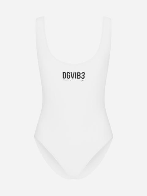 Dolce & Gabbana One-piece racing swimsuit with DGVIB3 print