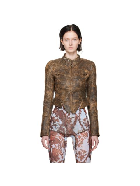 KNWLS SSENSE Exclusive Brown Leather Jacket